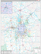 Charlotte-Concord-Gastonia Metro Area Wall Map Premium Style
